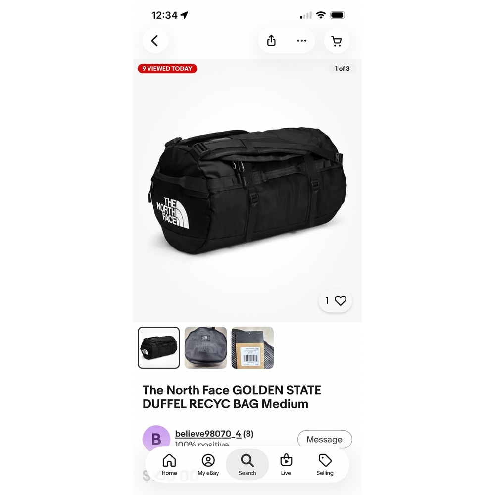 NWT $160 The North Face Golden State Duffel Bag Black 71L M Travel - Picture 6 of 8